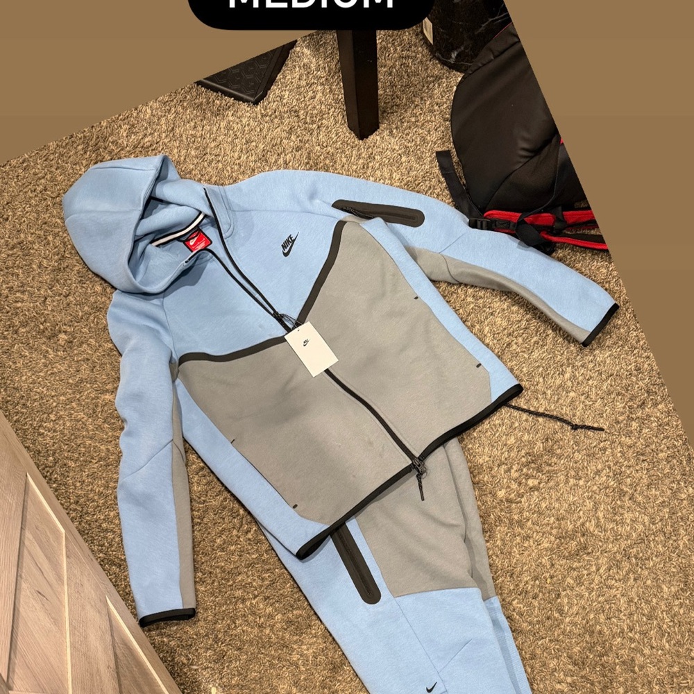 Nike Light Blue & Gray Tech Fleece Hoodie and Joggers Set
